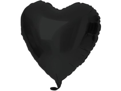 Balón foliový srdce - matné černé - 45 cm