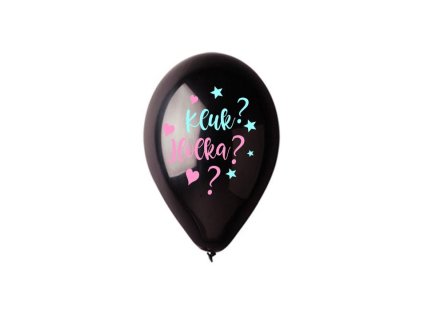 Balónek černý s českým nápisem Kluk ? Holka ? - Gender reveal - 30 cm -1 ks