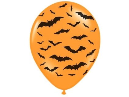 Latexové balónky oranžové - netopýři - 30 cm - Halloween - 6 ks