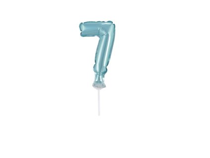 Balón foliový číslice - 7 - TYRKYSOVÁ - TIFFANY 12,5 cm s držákem