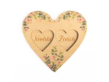 Dřevěný tácek na prstýnky - svatba