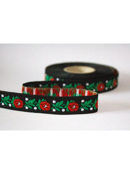 Krojová vyšívaná stuha čierna - 1,8 cm