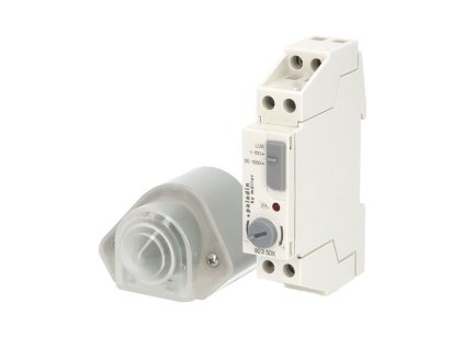 Spínač soumrakový PALADIN 923500, 1-1000lux, 16A, s ext. čidlem, IP54, šedý, na DIN