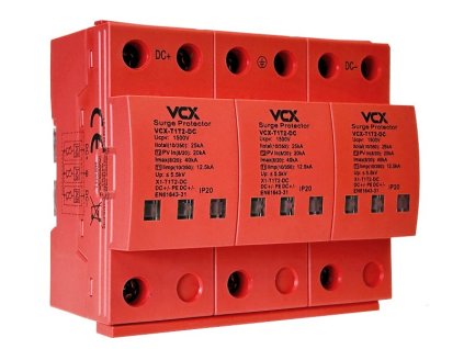 Přepěťová ochrana VCX DC třída T1T2 (B+C) 3P 1500V 12.5kA RED