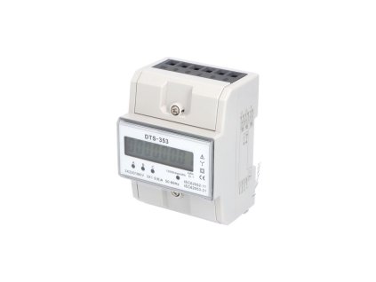 Elektroměr DTS 353-L X/5A, 4,5mod., LCD, 3-fáz., 1-tar., podružný, nepřímé měř.