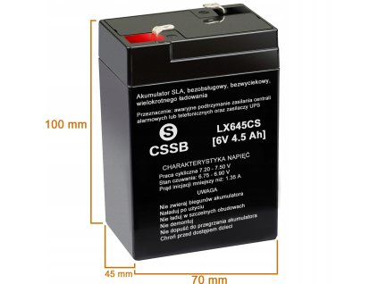 2X AKUMULATOR BEZOBSLUGOWY AGM 6V 4 5Ah DO ZABAWKI AUTKA UPS ALARM KOSIARKI Napiecie 6 V