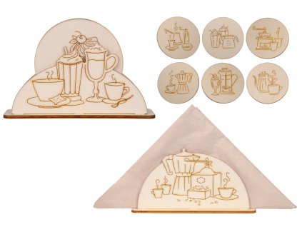 f7466040001111 01 Stojanek na ubrousky kava set s podtacky a stojanek na podtacky