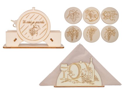 f7466040002011 01 Stojanek na ubrousky ve vine set s podtacky a stojanek na podtacky