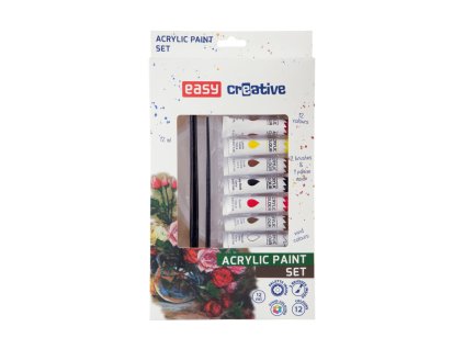 Akrylové farby - 12 farieb, 2 štetce, paleta