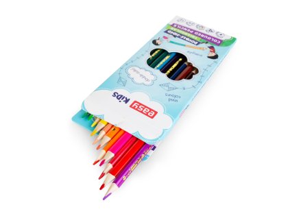 Triangular double-sided colored pencils, 12 pcs