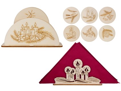 f7466040005711 01 Stojanek na ubrousky vanoce s podtacky a stojanek na podtacky betlemek