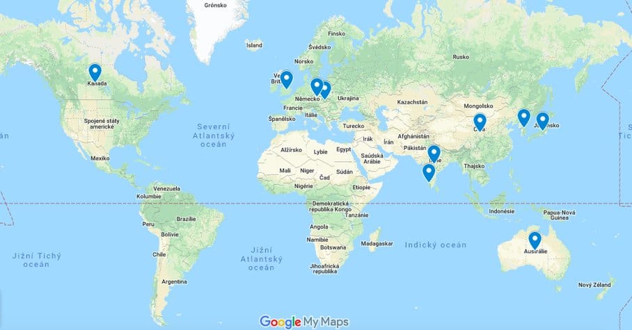 hlíva ústřičná mapa