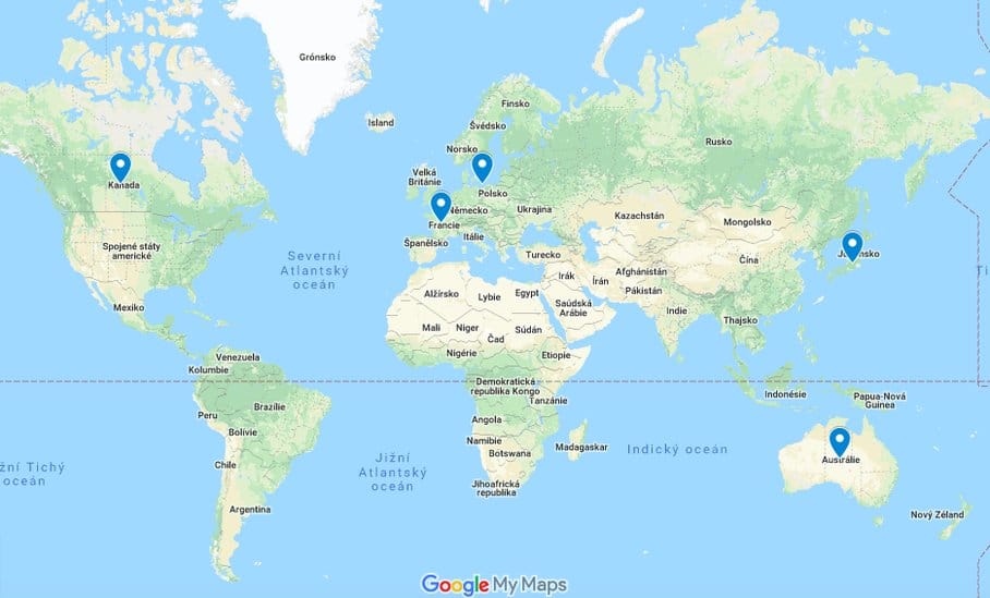 máta peprná mapa