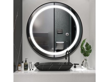 109599 2 zrcadlo 70 cm s vyhrivanim a regulovatelnym led osvetlenim hom 05513 cerne