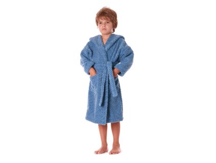 Dětský župan - Athena s kapucí denim světlý Athena s kapucí denim světlý- vel.128