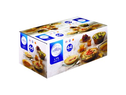 Set jídelní servírovací, sklo, žlutý 44 ks