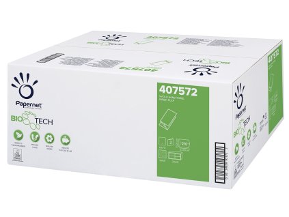 Ručník papírový skládaný V-Fold PAPERNET BIO-TECH , 2vr., 3150ks, bílý