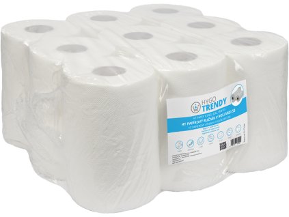Papírový ručník HYGOTRENDY,  v roli MIDI 50 , 2 vrstvy, bílý, 1 x 9 rolí