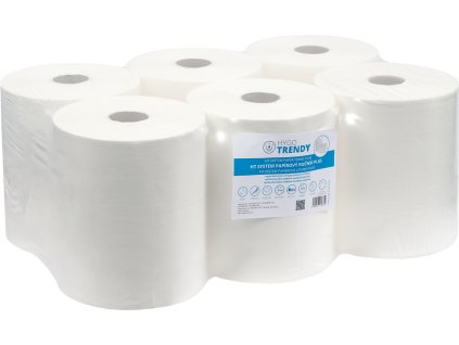 Papírový ručník HYGOTRENDY SYSTEM PLUS, v roli, 1 vrstva, jemný, bílý, 1x6 rolí
