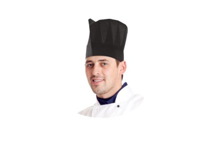 Kuchařská čepice (PAP) černá 56-62 x 23 cm [10 ks]