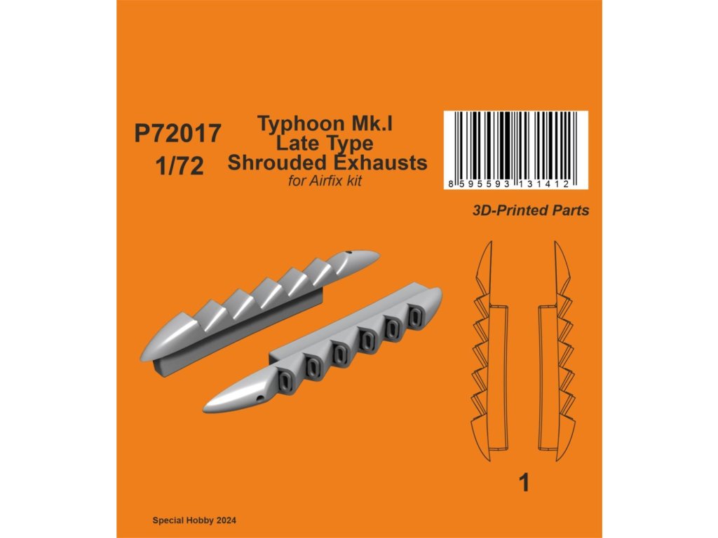 Typhoon Mk.I Late Type Shrouded Exhausts 1:72 / for Airfix kit 40 2187