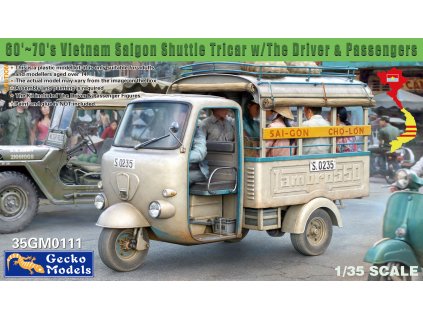 60-70`s Vietnam Saigon Shuttle Tricar w/ The Driver & Passengers 1:35 40 2087