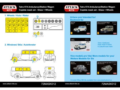 Tatra T57A Ambulance/Station Wagon- complete mask set (glass plus wheels) 40 241