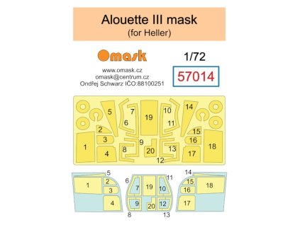 57014 1:72 Alouette III mask (for Heller) 40 2121