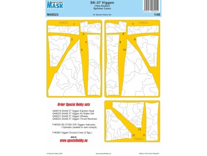 SK-37 Viggen (Two Seater) Splinter Camo MASK 1:48 40 1876