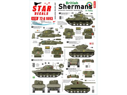 British Shermans in Italy. Sherman Mk IIA (76mm), Sherman Mk III - obtisky 1:72 40 328