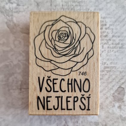 RAZÍTKO gumové na dřevě (velký text: VŠECHNO NEJLEPŠÍ)