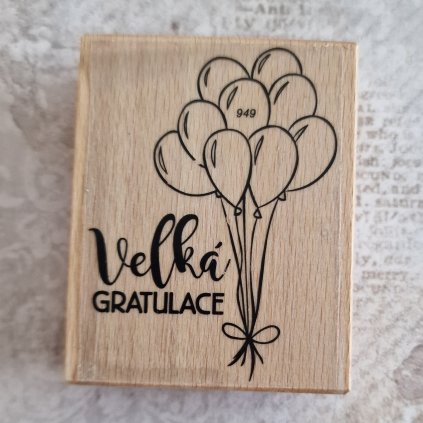 RAZÍTKO gumové na dřevě (velký text: VELKÁ GRATULACE)