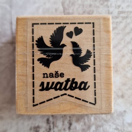 RAZÍTKO gumové na dřevě (text: NAŠE SVATBA)
