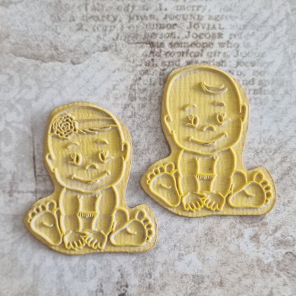 Sada 2 ks gumové HOLČIČKY a CHLAPEČKA k nalepení na dřevěné razítko