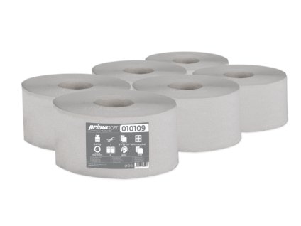 primaSOFT toaletní papír Mini Jumbo 19 cm, recyklát, 1-vrstvý, 120 m, 6 rolí