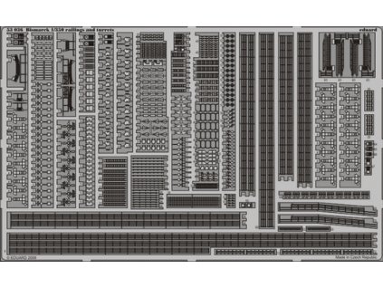 Bismarck railings and turrets  1/350 recommended for REVELL