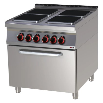 Sporák elektrický s horkovzdušnou elektrickou troubou GN 1/1 - 4x plotýnka 400 V | REDFOX - SPQT 90/80 11 E
