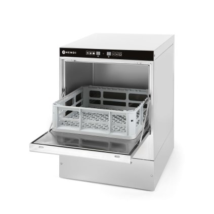 Myčka na sklo 40x40 - elektromechanické řízení, s odpadním čerpadlem a dávkovačem mycího prostředku, 230V/2800W, 470x510x(H)710mm | HENDI, 233023