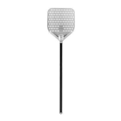 Perforovaná lopata na pizzu z nerezové oceli s hliníkovou úchytem, čtvercová, 310x355x1200 mm | TECHNICA, Pizza Line