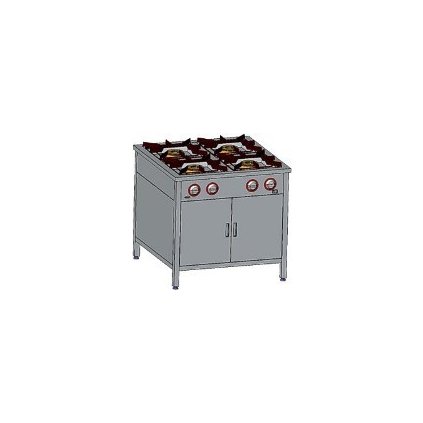 Plynový gastronomický sporák 4-hořákový, 900x700x850 mm se skřínkou,  1x3,5+1x5+1x7+1x9 kW | EGAZ, TG-425.IV