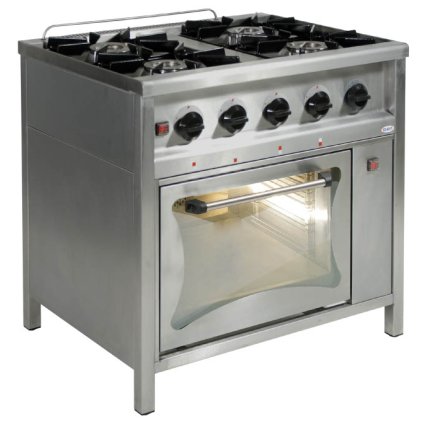Plynový gastronomický sporák 4-hořákový s plynovou troubou, 900x700x850 mm, 28,5 kW | EGAZ, TGP-4725/PG-1