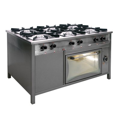 Plynový gastronomický sporák 6-hořákový s plynovou troubou, 1300x700x850 mm, 36,5 kW | EGAZ, TG-6732/PG-1