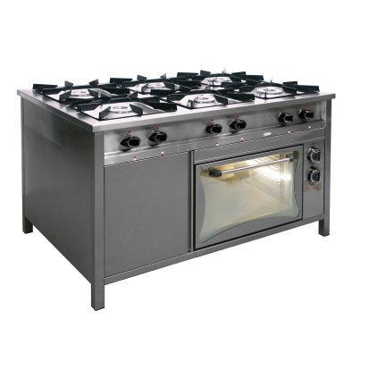 Plynový gastronomický sporák 6-hořákový s elektrickou troubou, 1300x700x850 mm, 35,5 kW | EGAZ, TG-6732/PKE-1