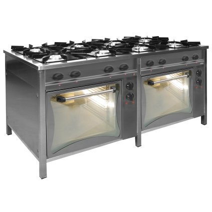 Plynový gastronomický sporák 8-hořákový se 2 elektrickými troubumi, 1700x700x850 mm, 45,7 kW | EGAZ, TG-8736/2PKE-1