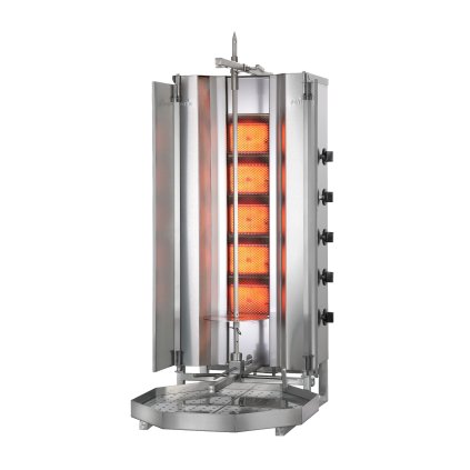 Plynový gril na kebab/gyros, 3 topná pole, zátěž 50 kg, 8,75 kW, dolní pohon, 550x455x103 mm, nádoba na tuk 550x550 mm | POTIS, MU G3/LPG