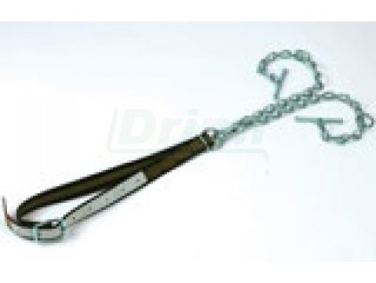 Obojek pro skot, komplet 130 x 4cm, Trevira, zesíleno kůží, s D a dvěma vázacími řetězy s karabinou a obrtlíkem