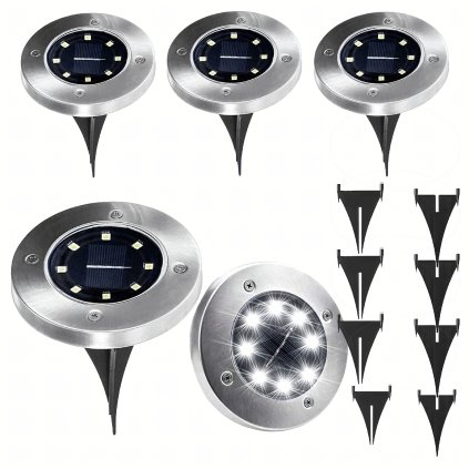 4x solární zahradní lampa Disk Led Ground Lamp Twilight Sensor 8 Led