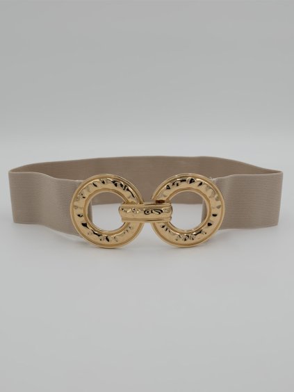 Béžový elastický opasok so zlatou ozdobnou sponou
