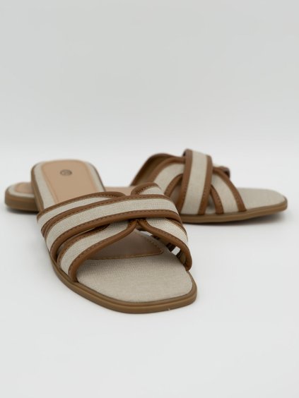 Béžovo-hnedé elegantné šľapky