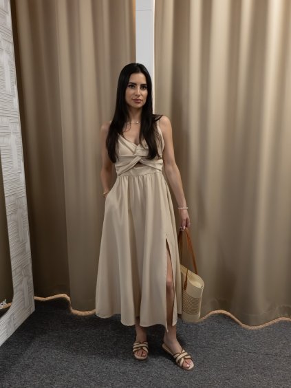 Béžové šaty midi